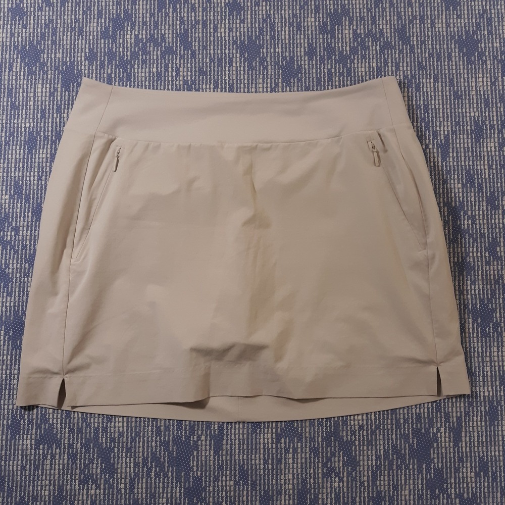 Athleta Skort Skirt Lined Womens 14 Elastic Waist Pockets Light Gray Golf Tennis